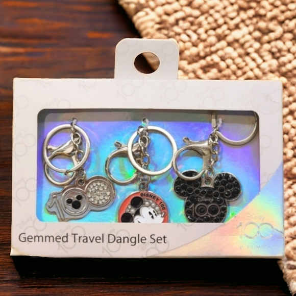 Disney Accessories - Disney 100 MICKEY MOUSE Set of 3 Gemmed Bag Dangle Charms Keyrings NEW in packag